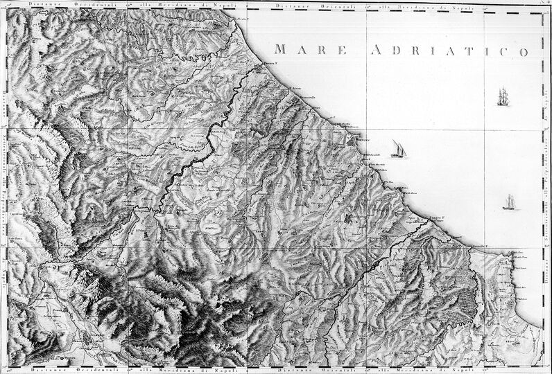 Carta geografica Abruzzo Citra del 1808, Regno Napoli, Rizzi Zannoni. Arch. CARSA Edizioni